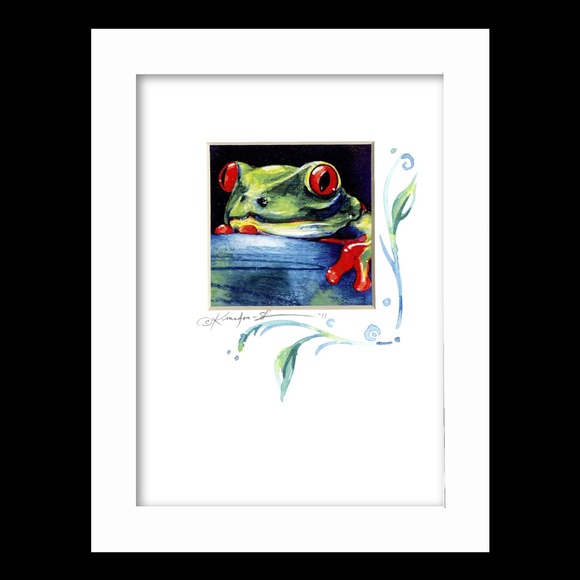 Hand Embellished tree frog print from Original painting FRAME Ready - Picture 7 of 7